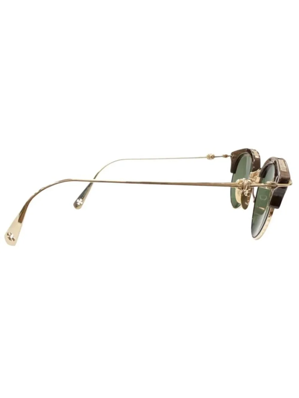 Chrome Hearts Sluntradiction II Wood Half Rim Samtonbro Sunglasses Gold 48